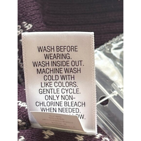 Croft & Barrow Womens V-Neck Sweater M Purple Gray Nordic Print Cotton Blend - Picture 5 of 7